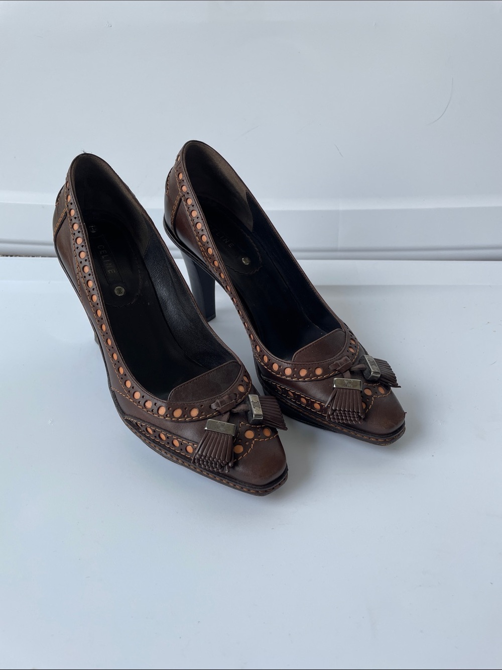 Celine Brown Leather Tassel Pump - Women's Heels